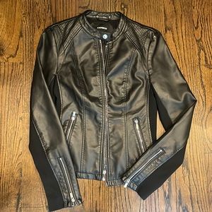 Express black moto faux leather jacket